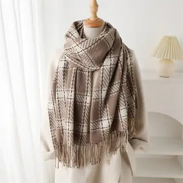Classic Plaid Fringe Scarf