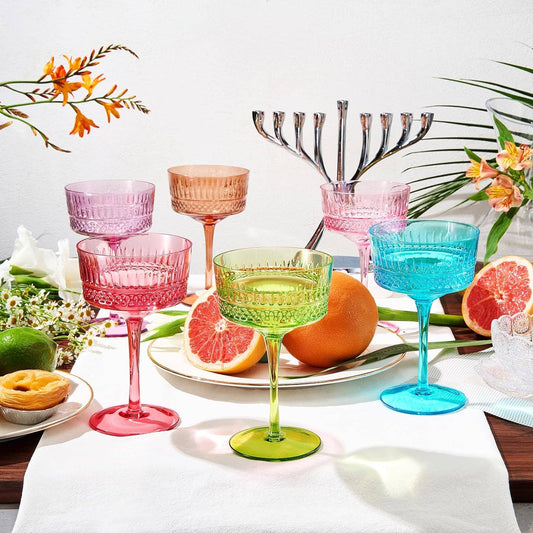 Art Deco Colored Crystal Coupe Glasses