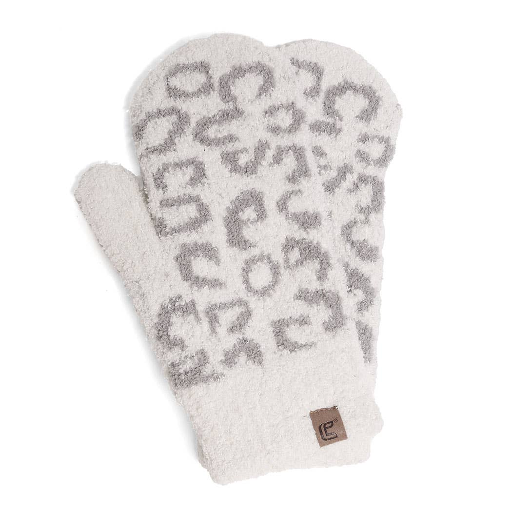Winter Leopard Print Mittens