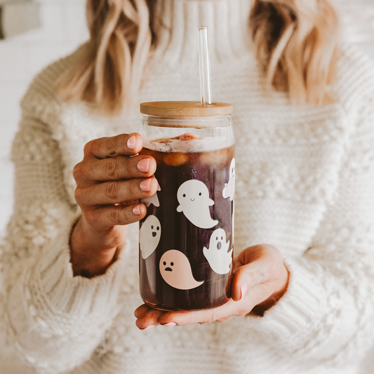 Ghosts Glass Tumbler w/ Straw