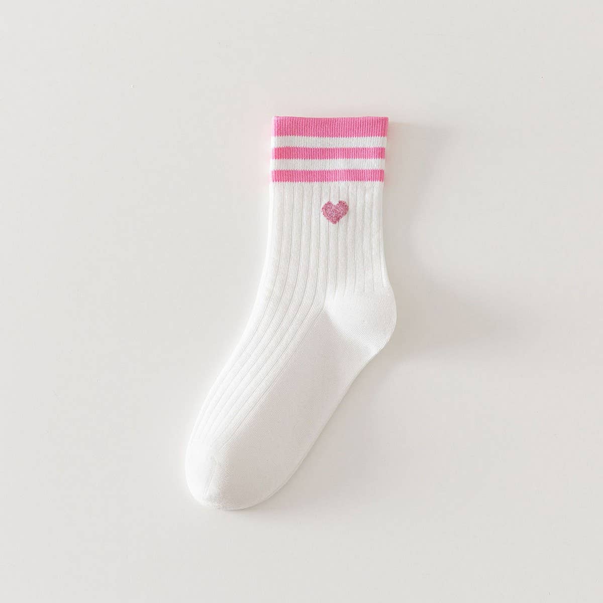 Sporty Crew Socks w/ Heart Icon
