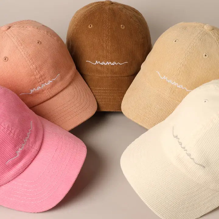 Mama Embroidered Corduroy Baseball Cap