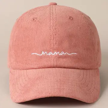 Mama Embroidered Corduroy Baseball Cap