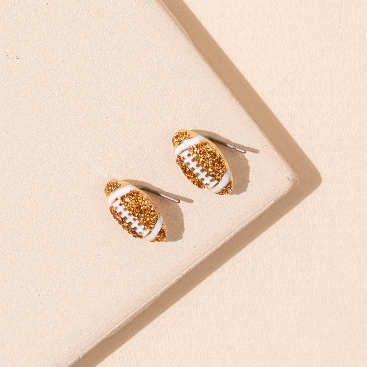 Football Stud Earrings - 18K Gold Dip