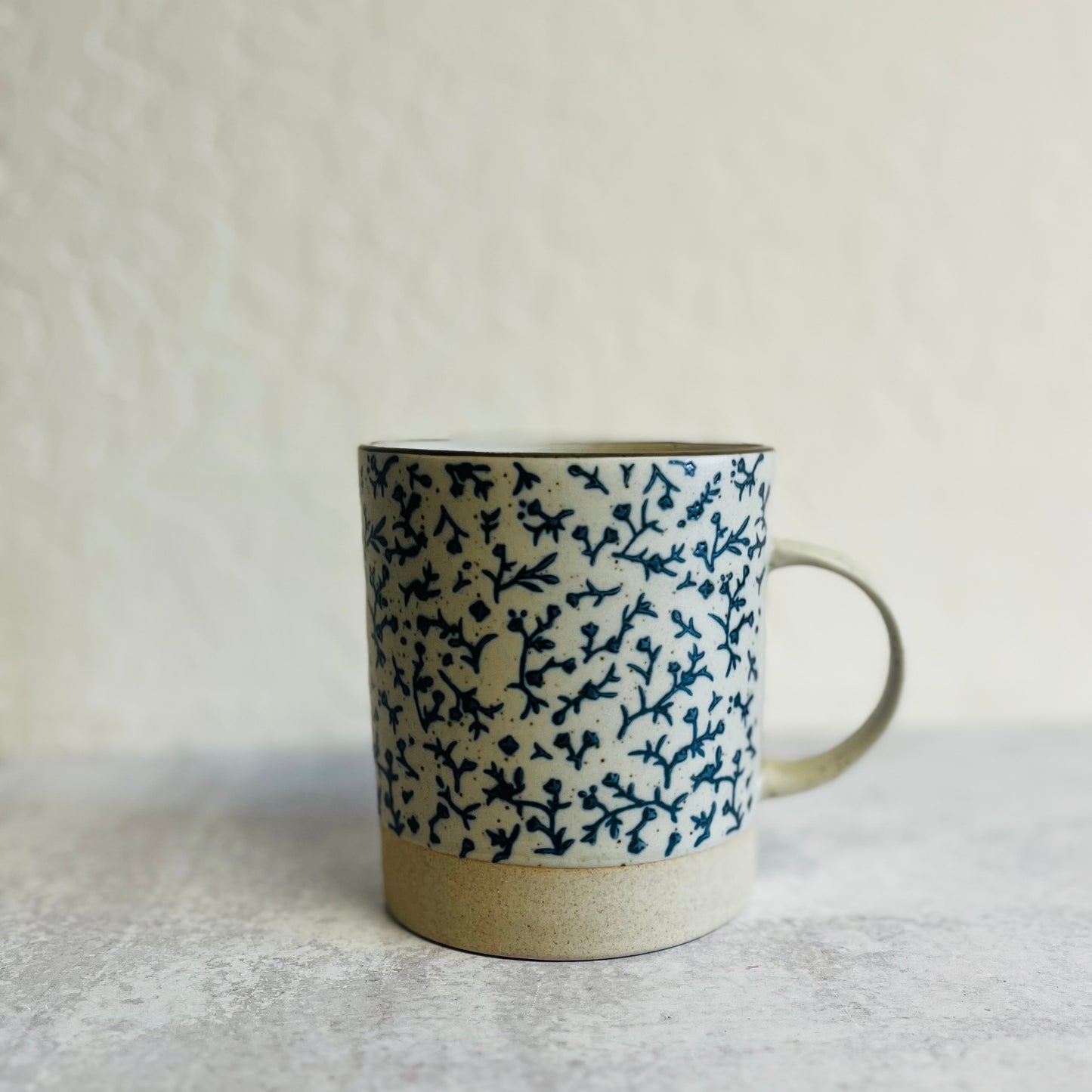 Navy Blue Hand-Stamped Mugs