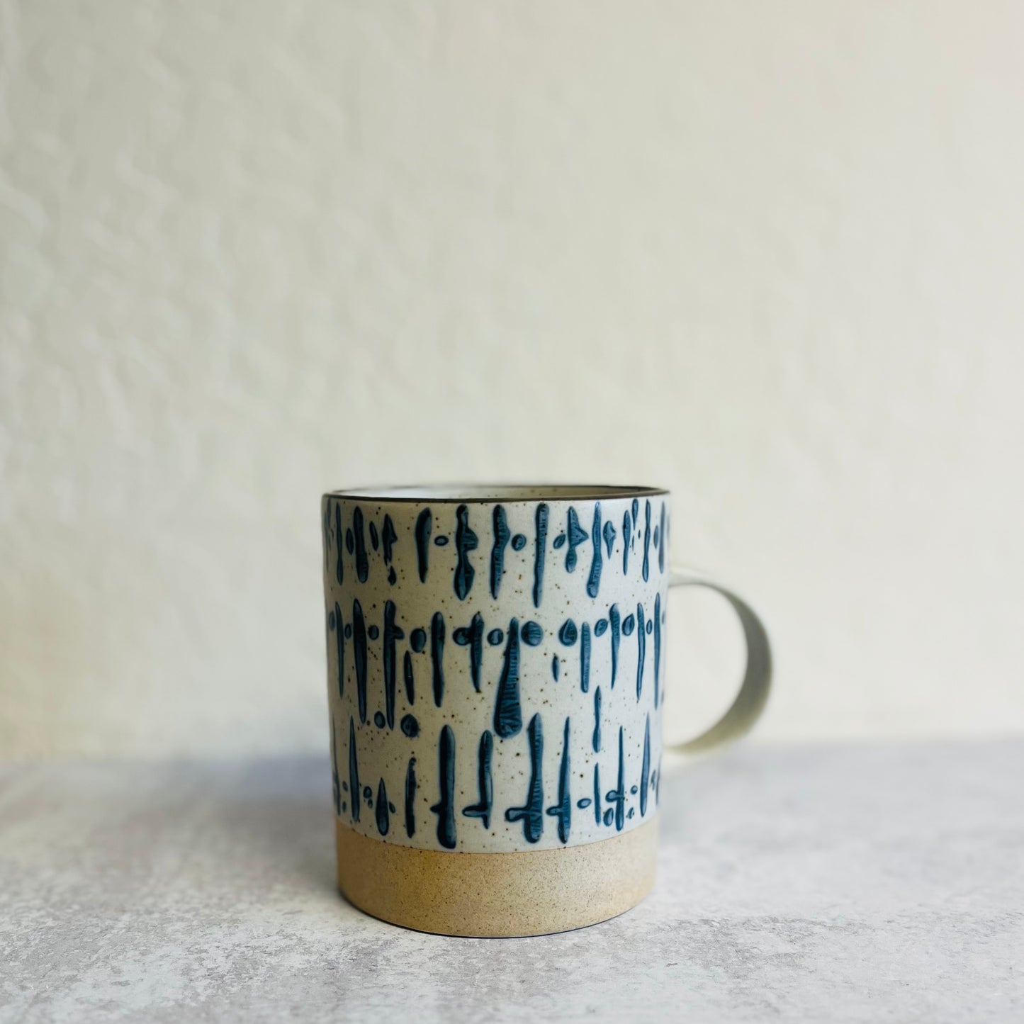 Navy Blue Hand-Stamped Mugs