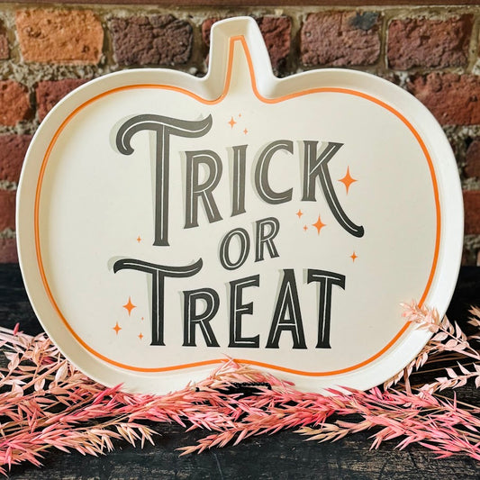 Trick or Treat Pumpkin Bamboo Plate