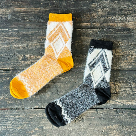 Faux Mohair Diamond Pattern Socks