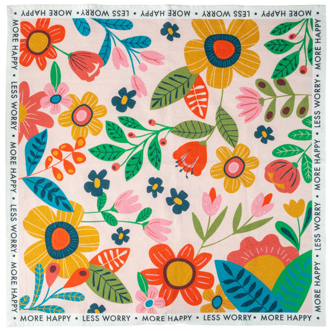 More Happy Floral Tea Towel