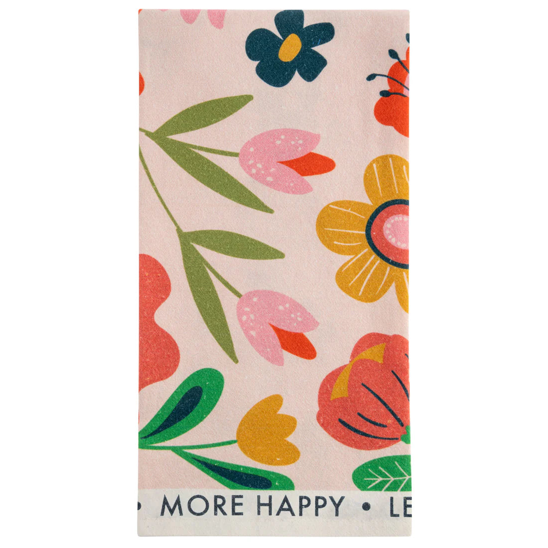 More Happy Floral Tea Towel