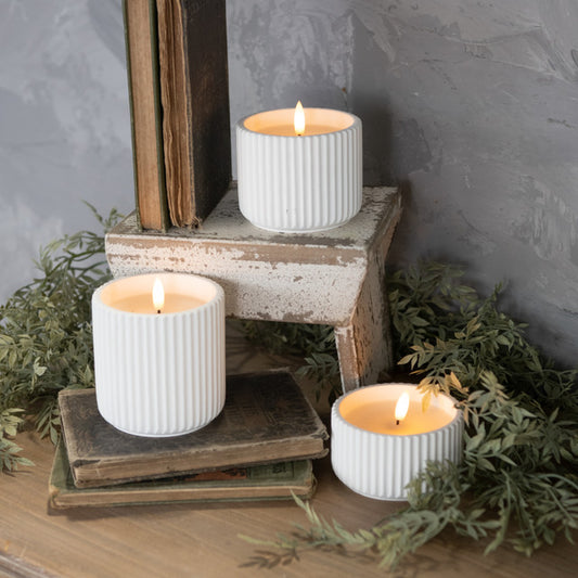 3D Flame Ribbed Cement Candles