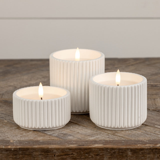 3D Flame Ribbed Cement Candles