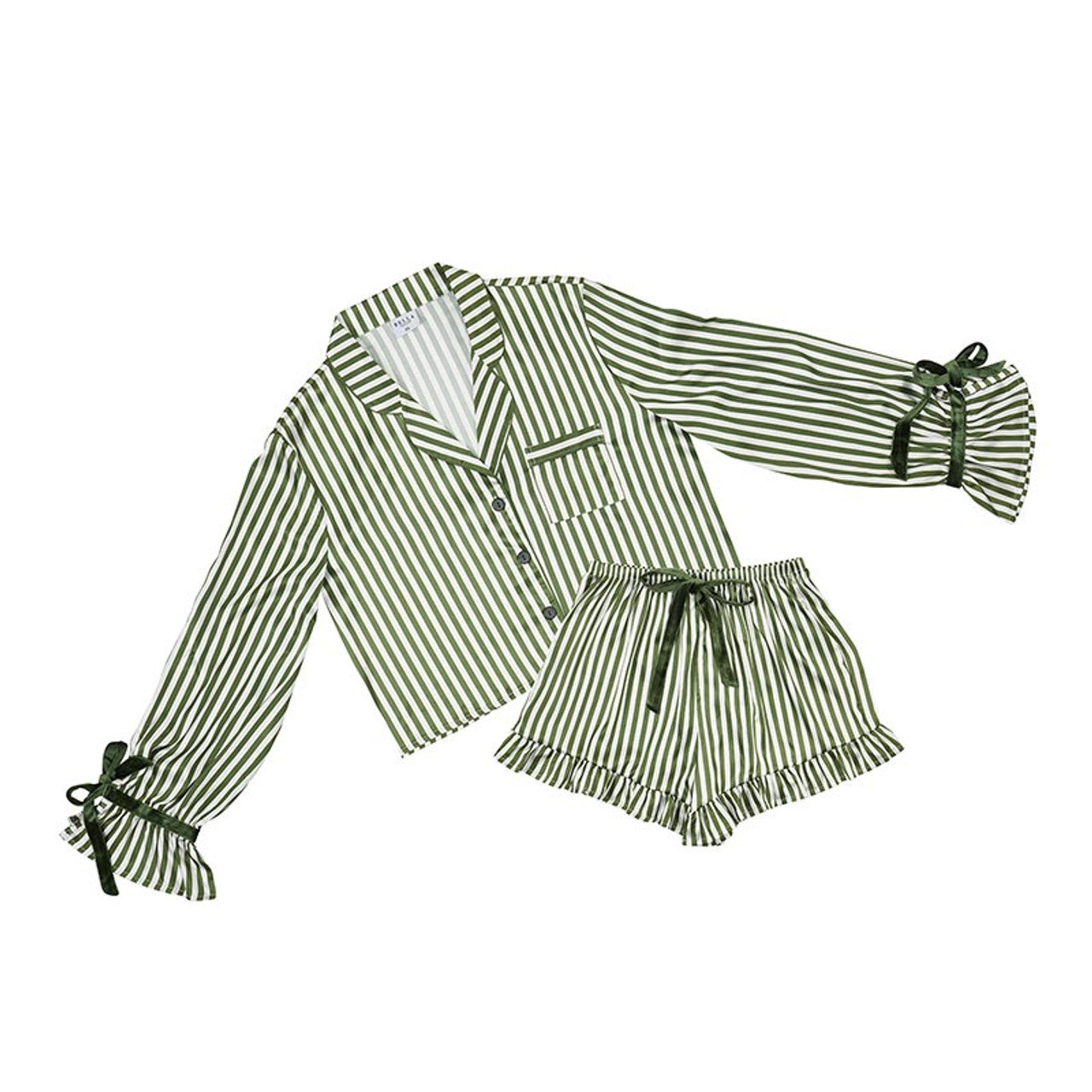 Green Stripe Cropped PJ Set