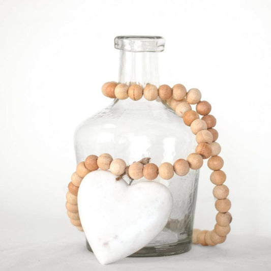Marble Heart w/ Wood Beads