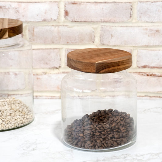 Glass Storage Jars w/ Wood Lid