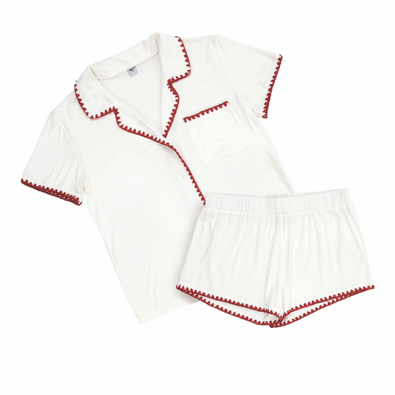 Whip Stitch Red + White Short PJ Set