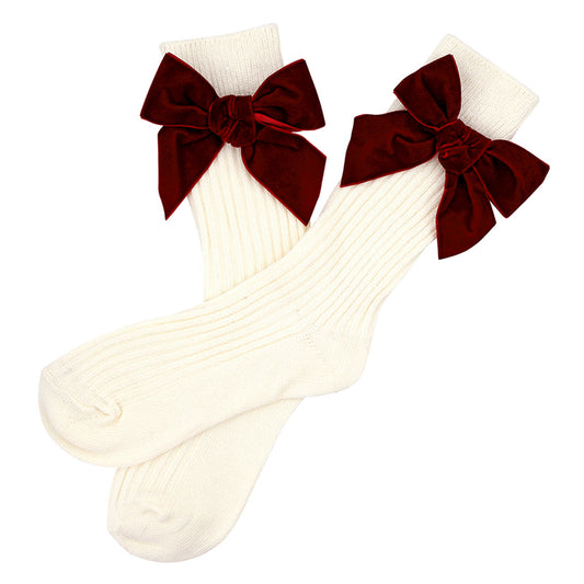 Red Velvet Bow Socks