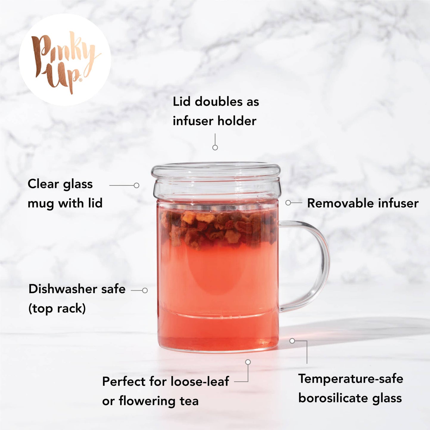 Glass Loose Leaf Tea Infuser Mug w/ Lid