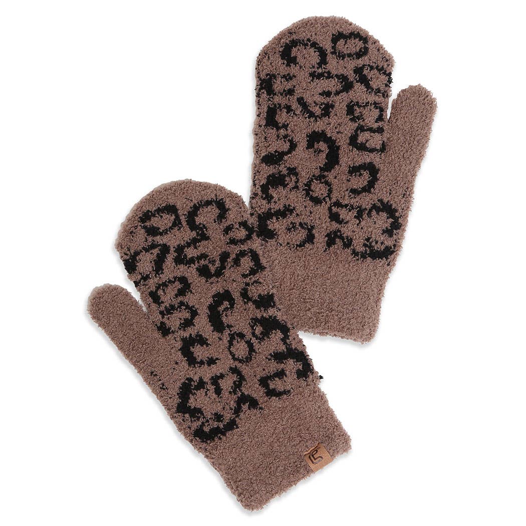 Winter Leopard Print Mittens