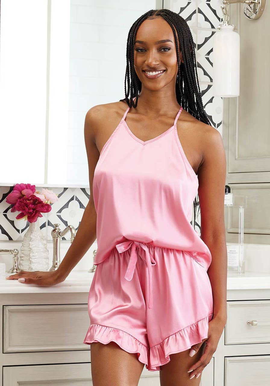 Cami + Velvet Ruffled Short Set
