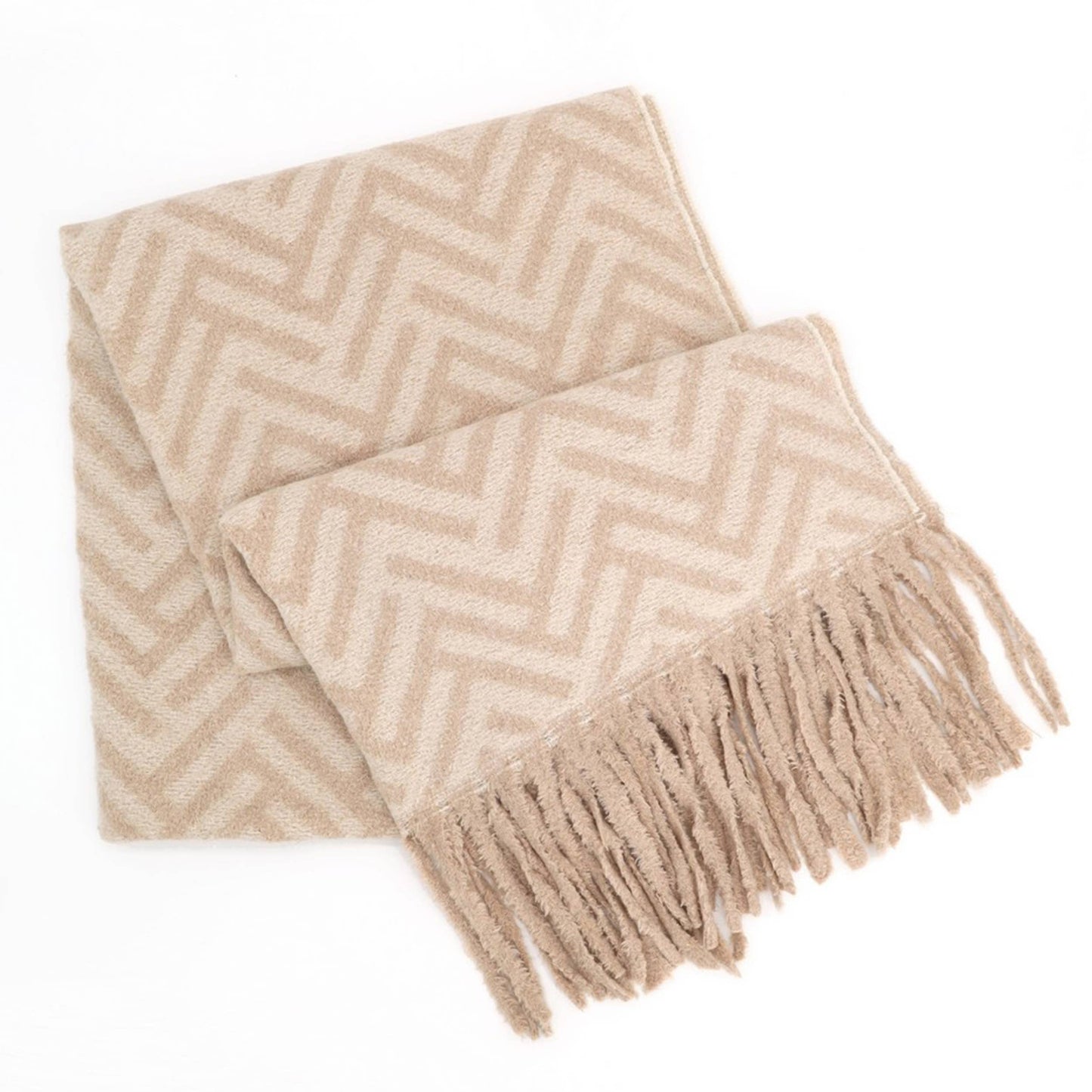 Geometric Herringbone Fringe Scarf