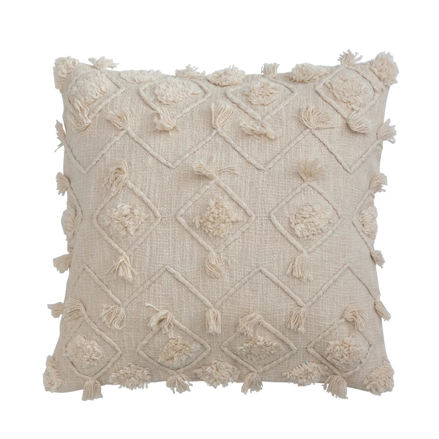 Cotton Pillow w/ Diamond Embroidery