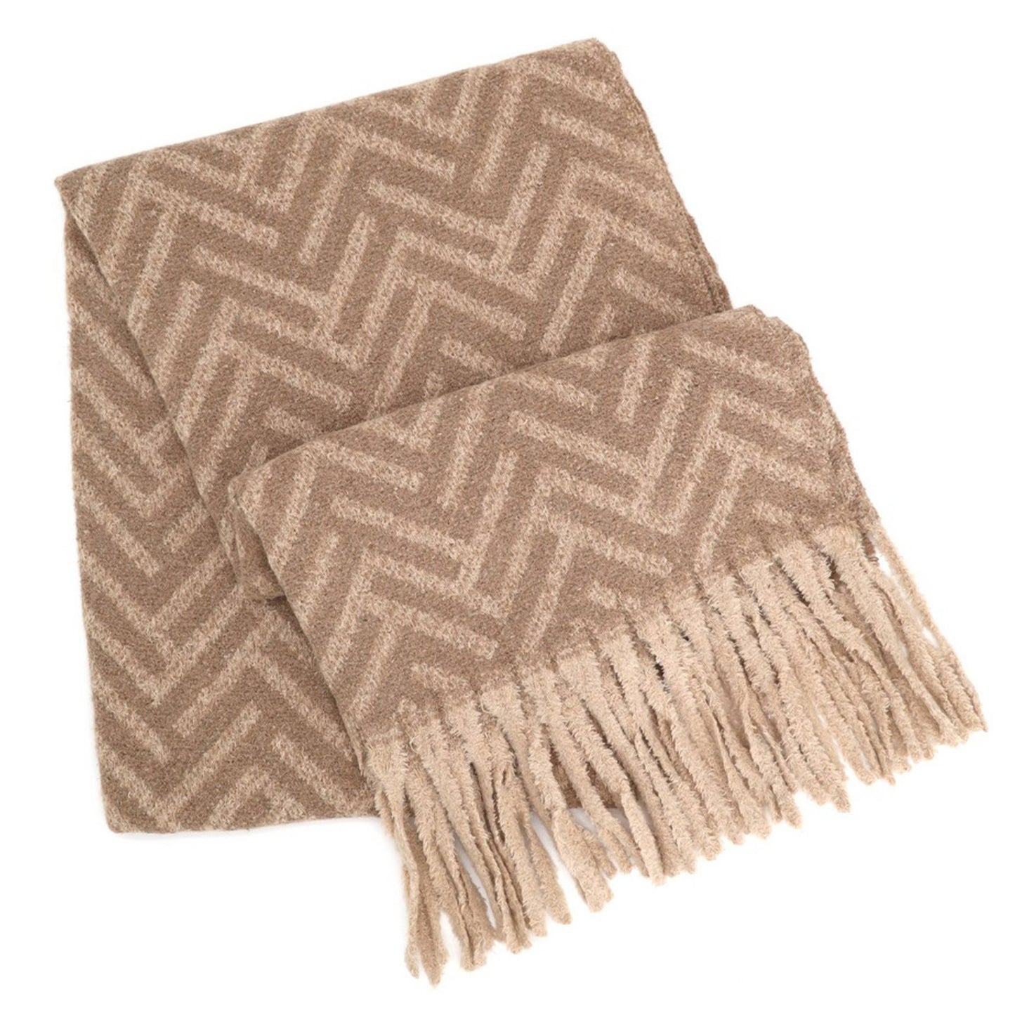 Geometric Herringbone Fringe Scarf