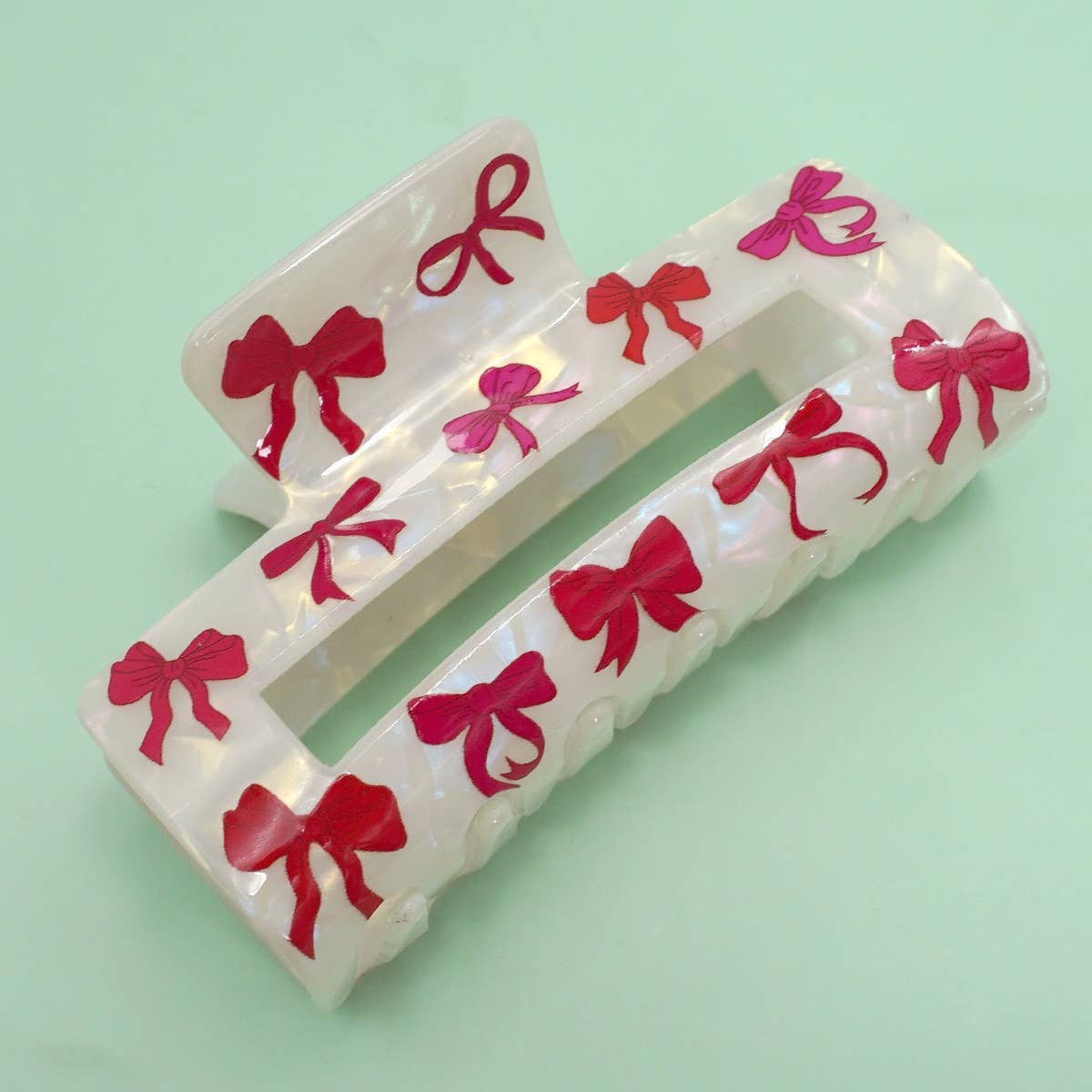 Pink Bow Claw Hair Clips