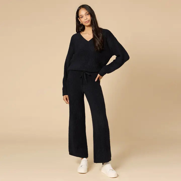 Marshmallow Waffle Weave V-Neck Lounge Top