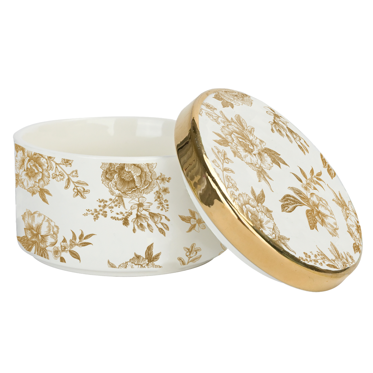 Gold Delft Trinket Dish w/ Lid