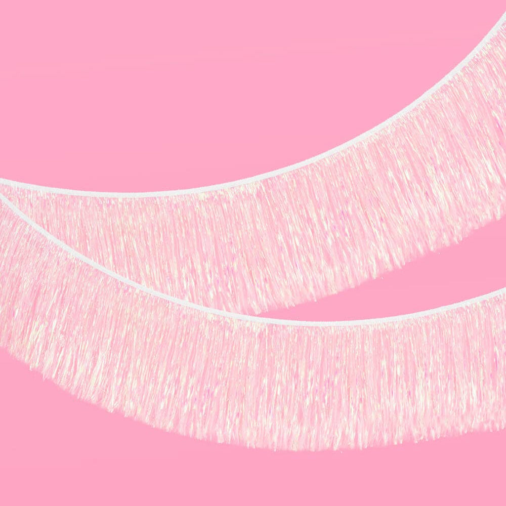 White Iridescent Fringe Banner