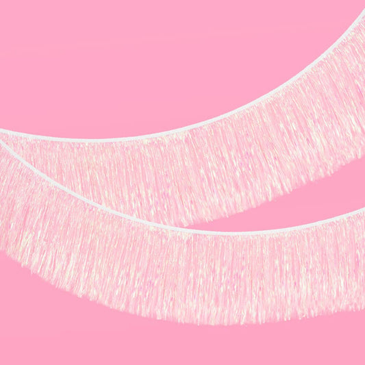 White Iridescent Fringe Banner