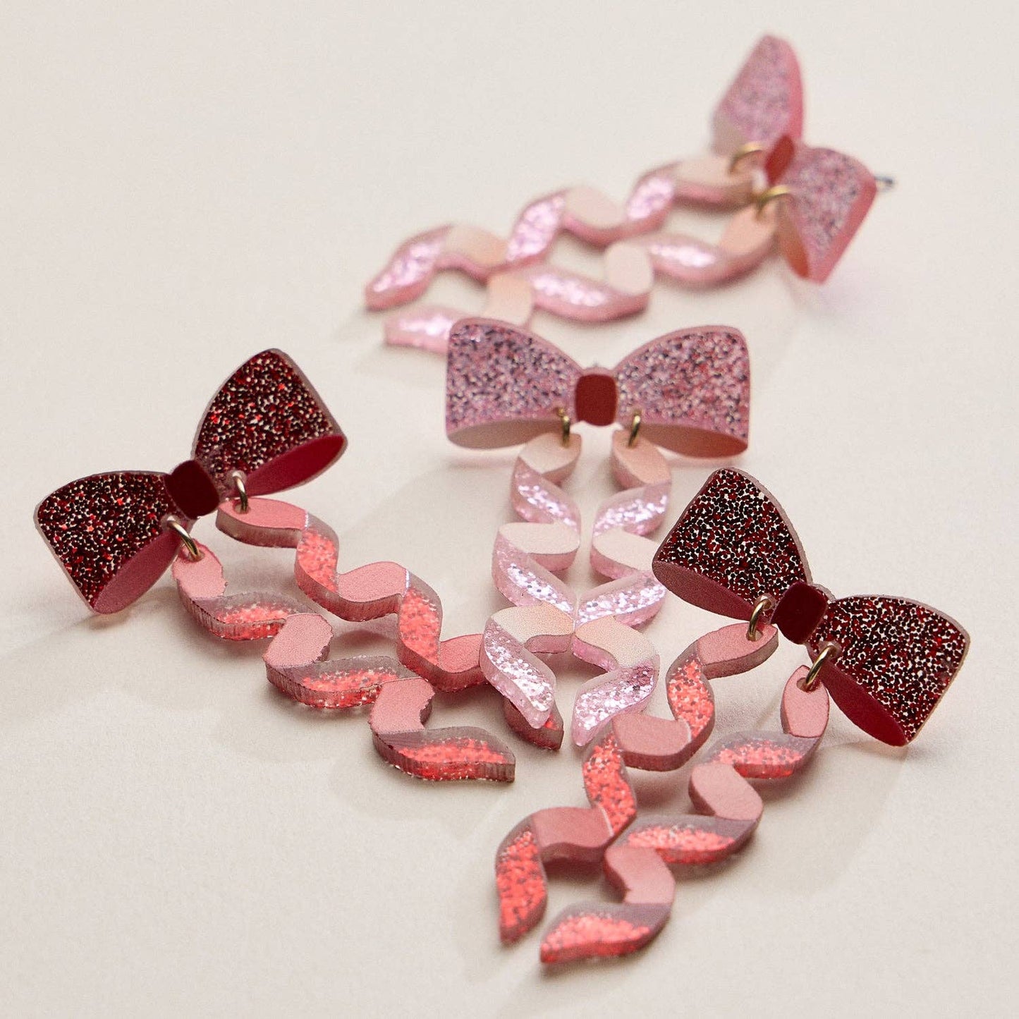 Glitter Bow Ribbon Earrings