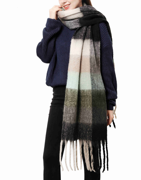 Cozy Long Fringe Fuzzy Scarf