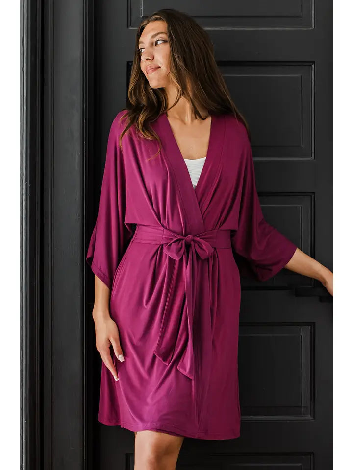 Nina Elbow Sleeve Belted Bamboo Robe