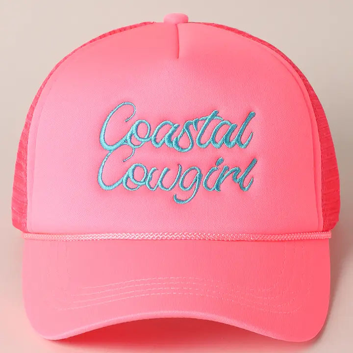 Coastal Cowgirl Embroidered Trucker Hat