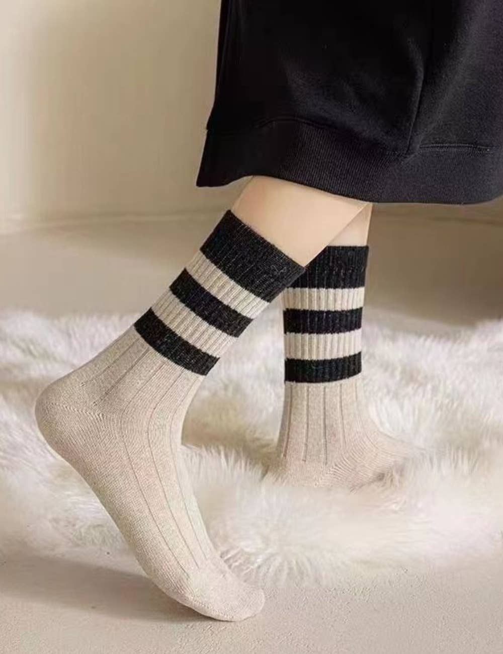 Rib Knit Block Socks