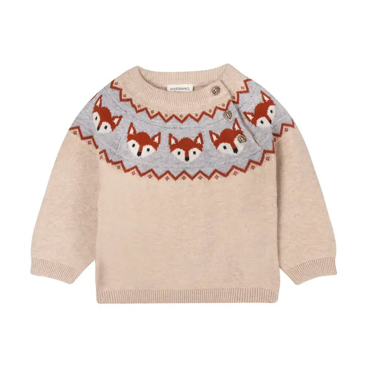 Fox Jacquard Fair Isle Knit Sweater