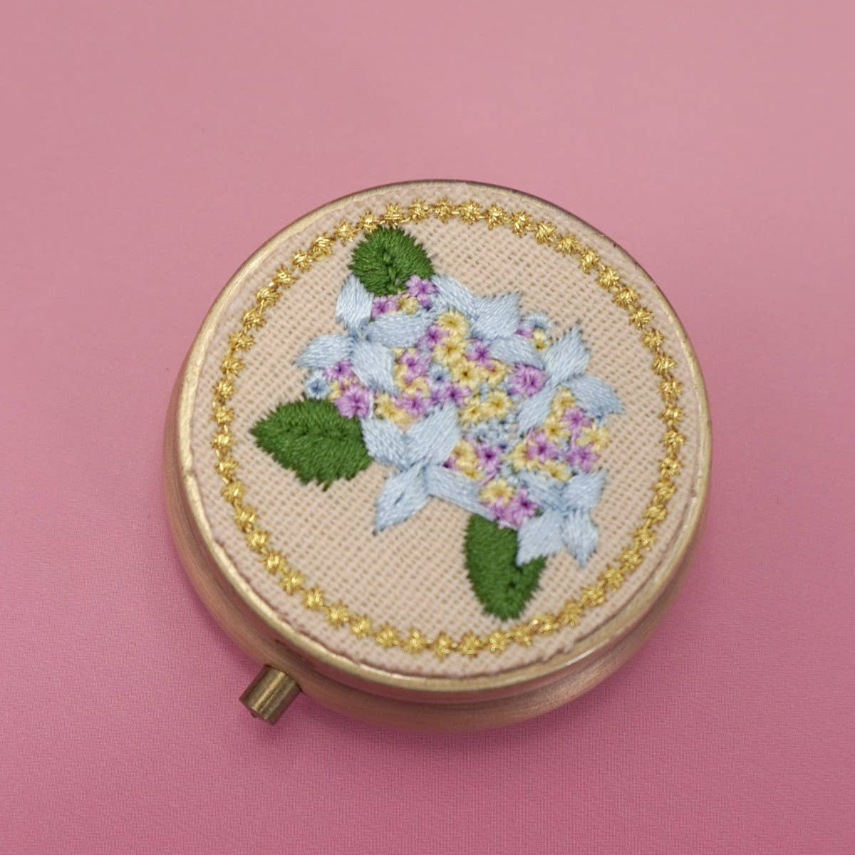 Floral Embroidered Jewelry Organizer w/ Mirror