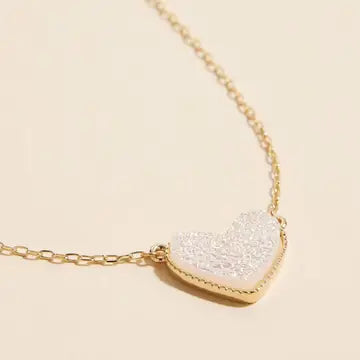 Heart Druzy Stone Necklace