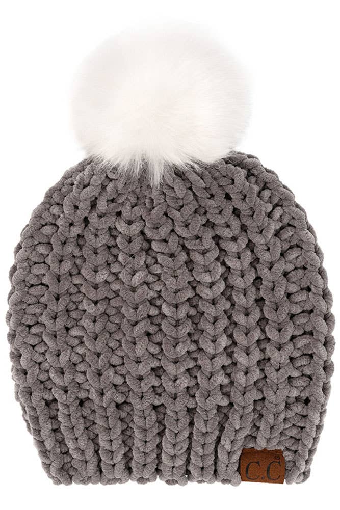 Soft Chenille Chunky Yarn Beanies
