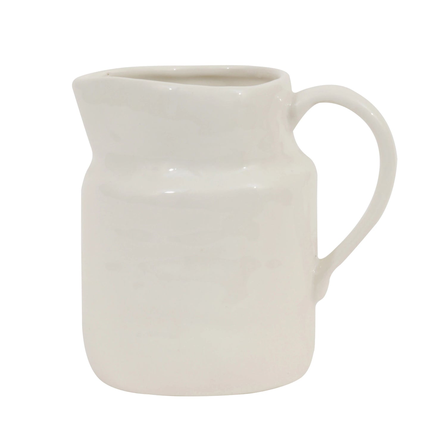 Charming Vintage White Stoneware Pitcher