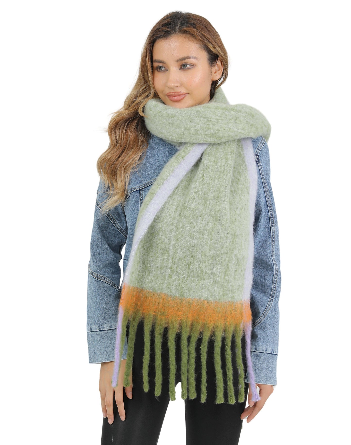 Cozy Fuzzy Two-Tone Ombre Scarf