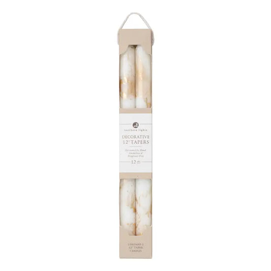 12" Decorative Taper Candles w/ Gold