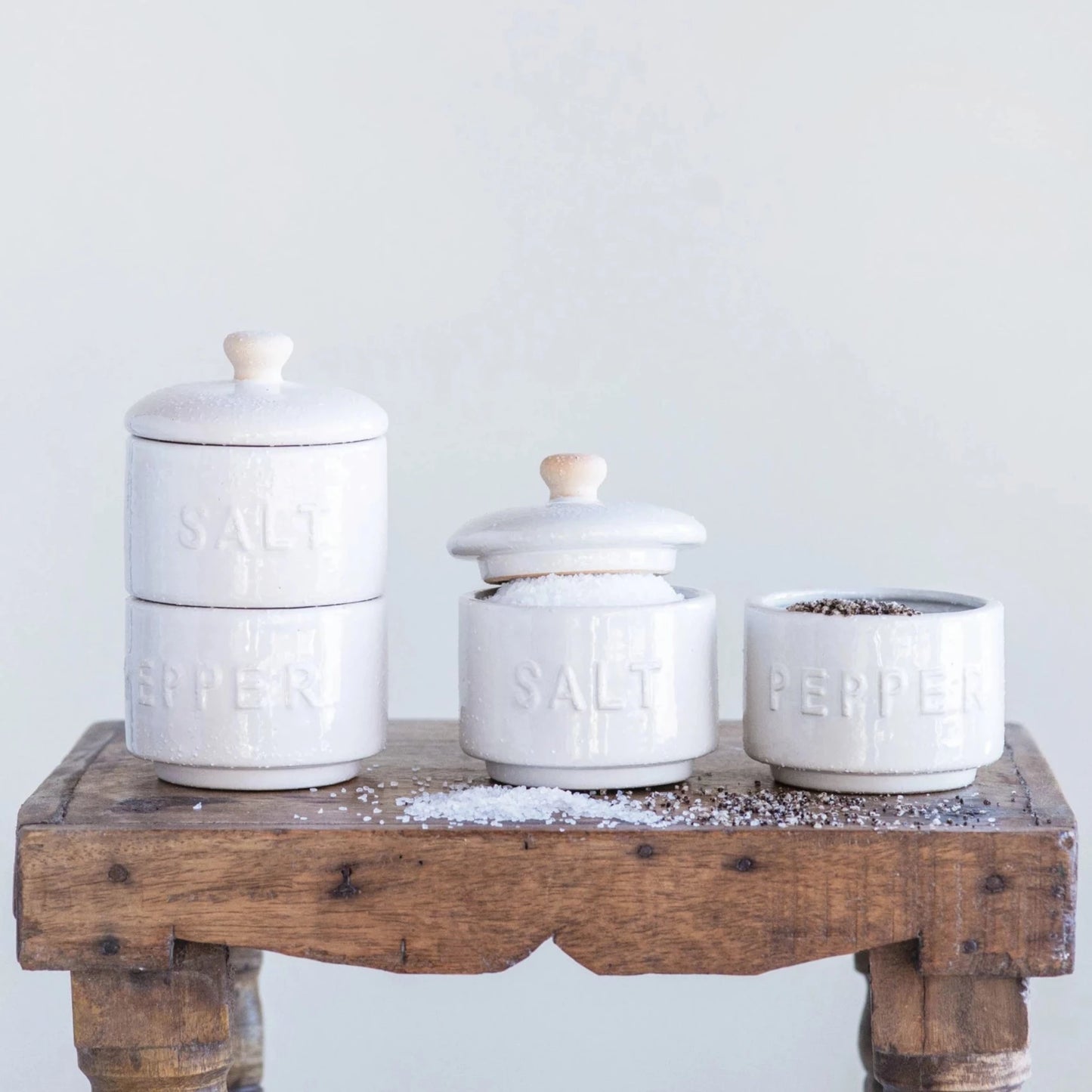Ceramic Stackable Salt and Pepper Pots