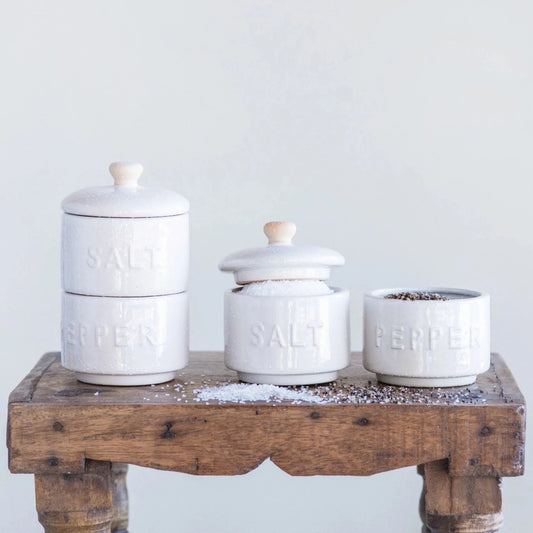 Ceramic Stackable Salt and Pepper Pots