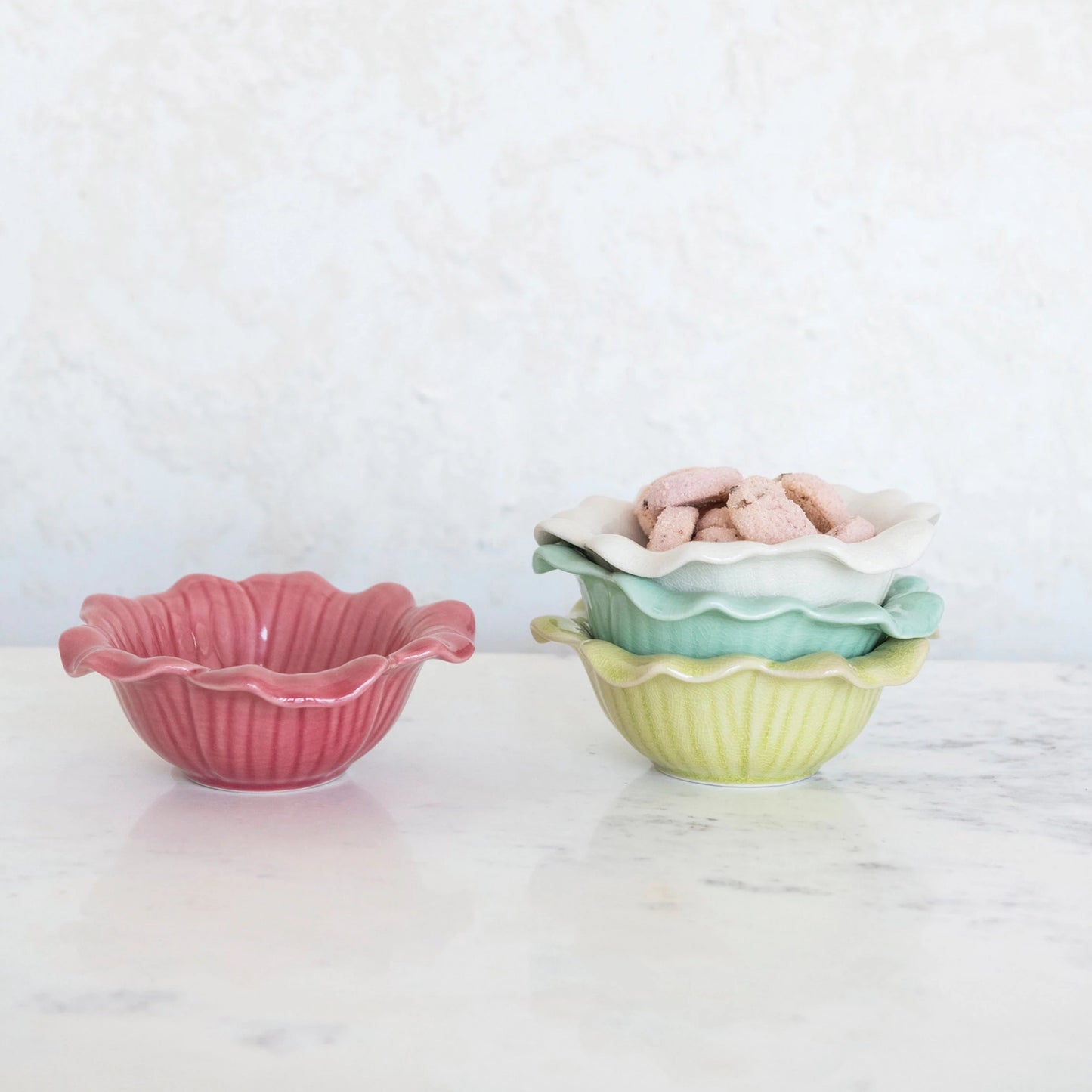 Crackle Glaze Flower Bowls