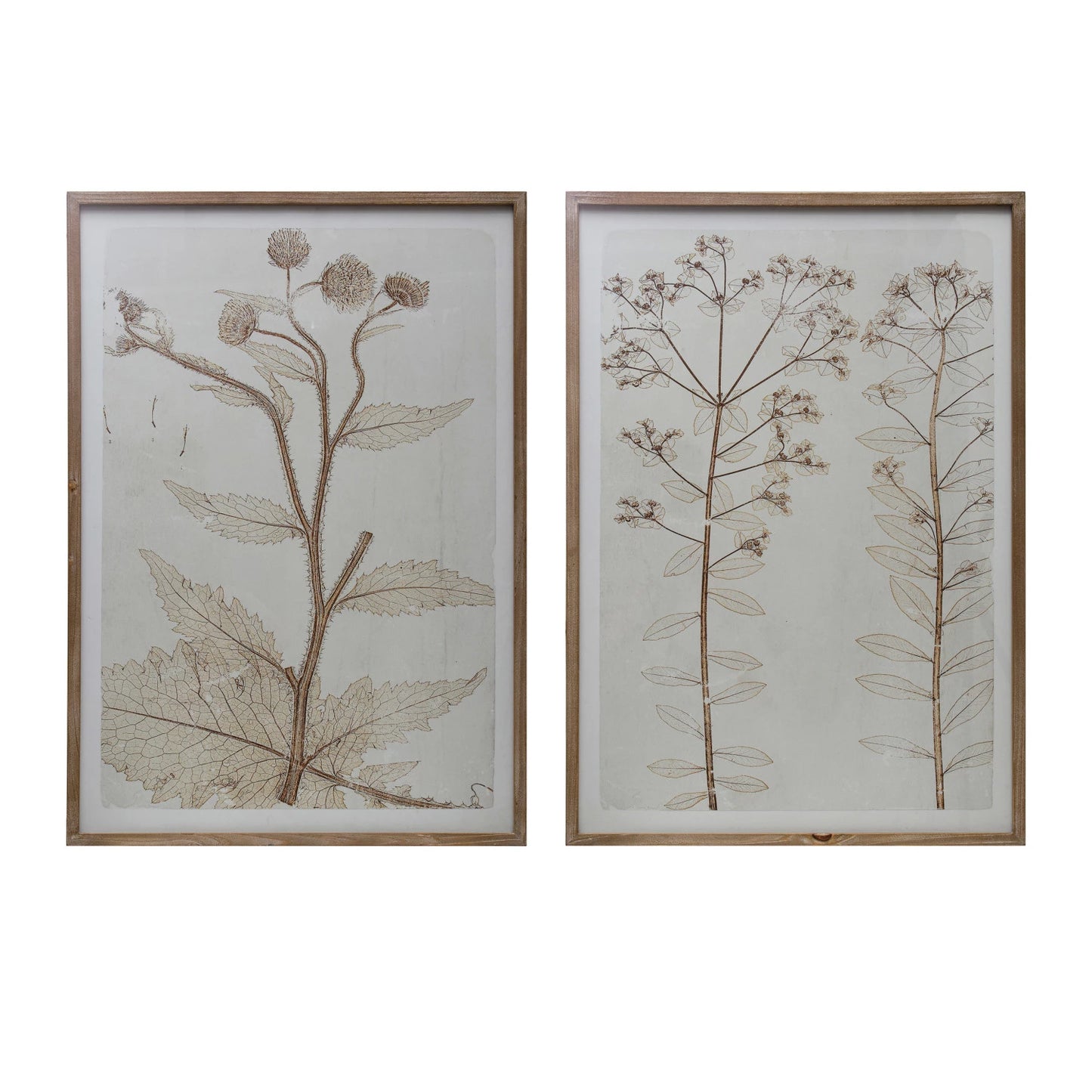 Light Brown Wood Framed Wall Decor w/ Flowers (NOT SHIPPABLE)