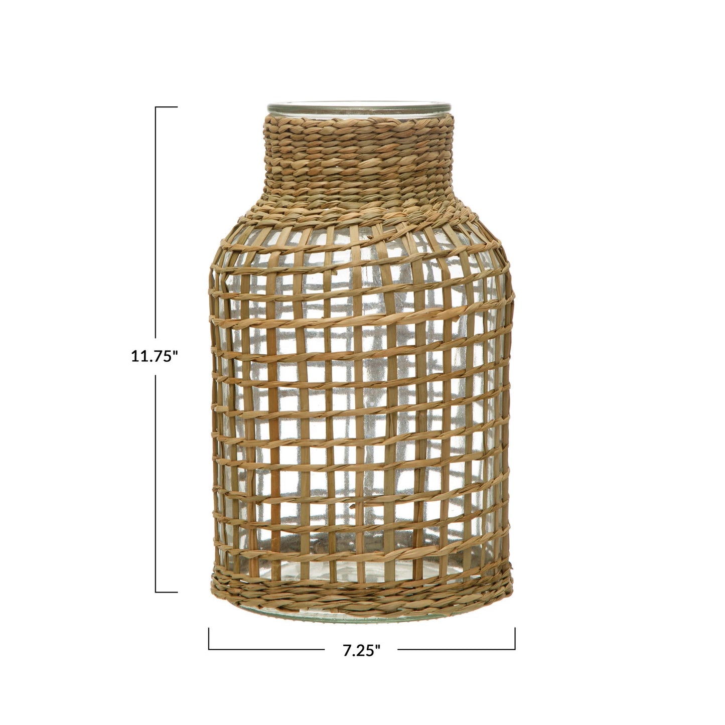 Glass Vase Hurrican w/ Woven Sleeve