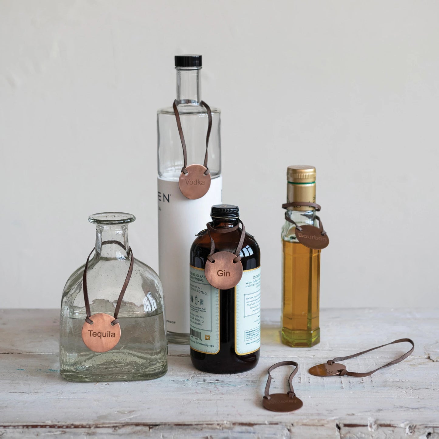 Engraved Metal Bottle Tags, Set of 6